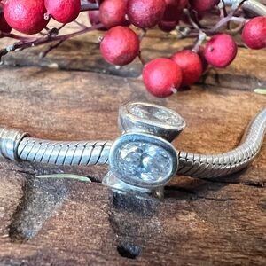 Authentic Pandora Clear Oval Lights Charm in Sterling Silver 5 White Zirconias